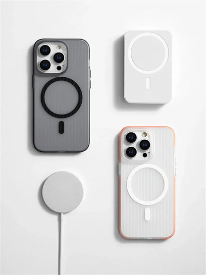 Magnetiza Corrugated Magnetic Phone Case | MagSafe-Compatible, Non-Slip Bumper, Hard PC Matte Cover