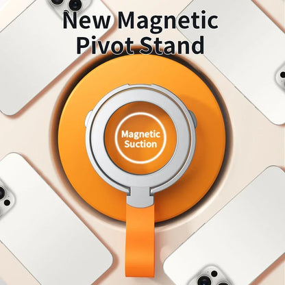 Magnetiza Magnetic Foldable Finger Ring & Hanging Rope Holder – Rotatable, Wireless Charging Friendly Phone Stand